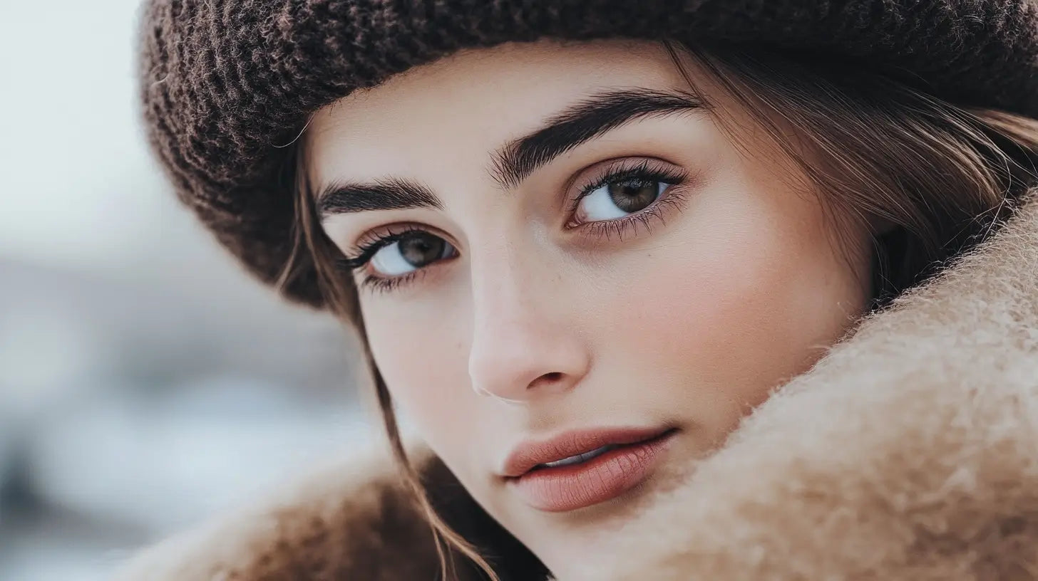 Stylish individual wearing a wool beret covering their ears, showcasing elegant winter fashion and warmth.