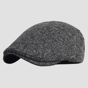 Gray tweed flat cap.