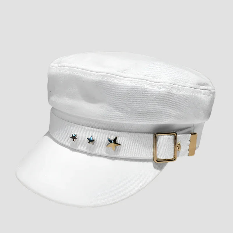 White star-studded cadet cap.
