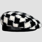Black and white checkered beret.