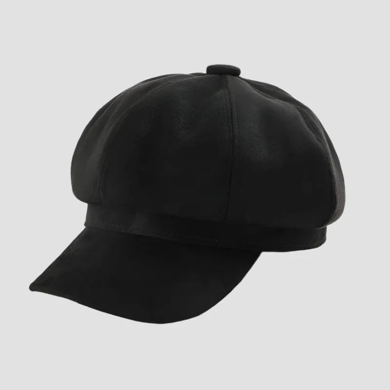 Black baker boy hat.