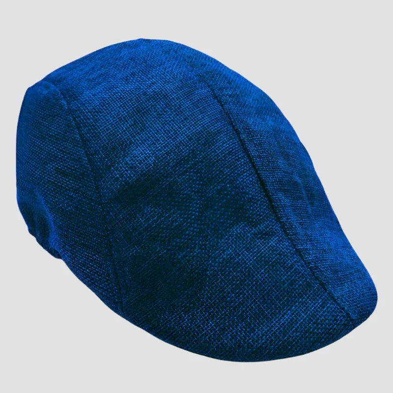 Blue flat cap.