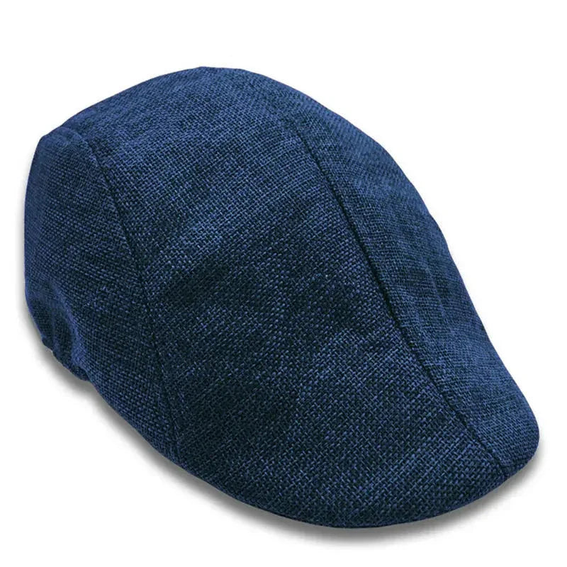Blue tweed flat cap.