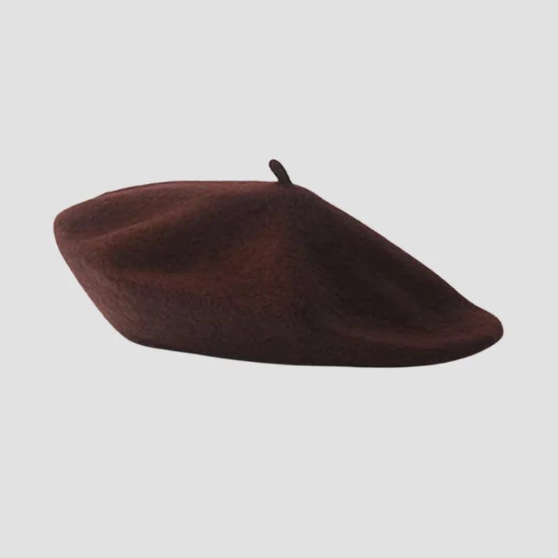 Brown wool beret.