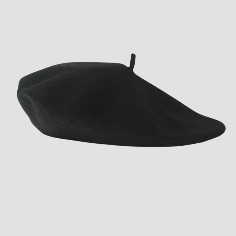 Black wool beret.