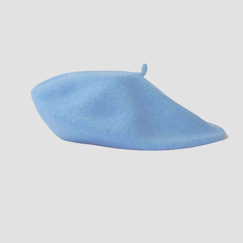Light blue beret.
