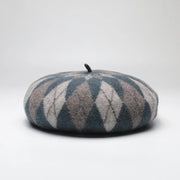 Argyle patterned wool beret.