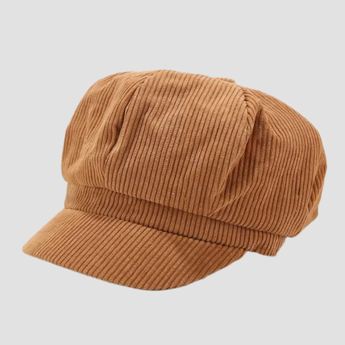 Corduroy newsboy cap.
