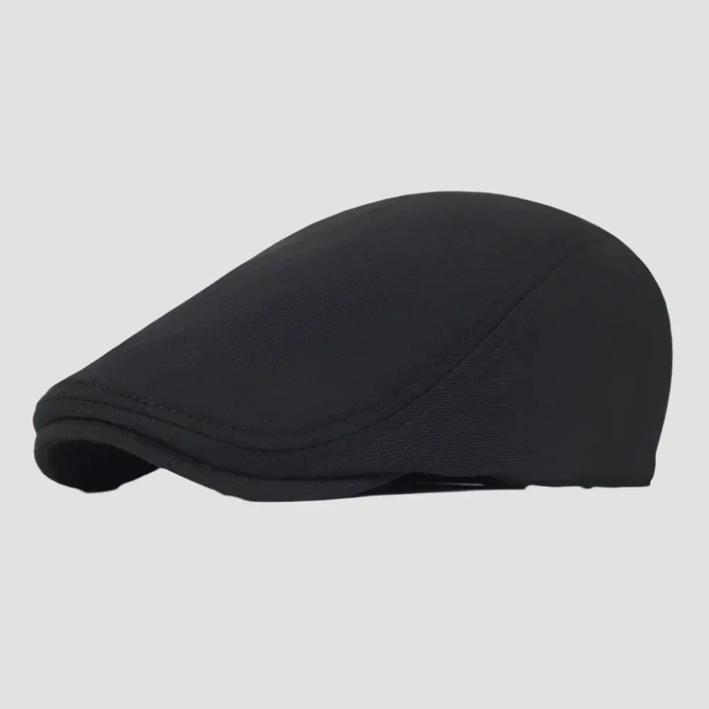 Black flat cap.