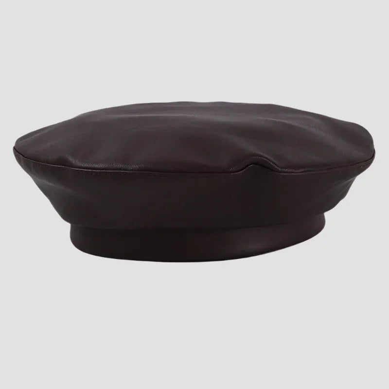 Dark brown beret.