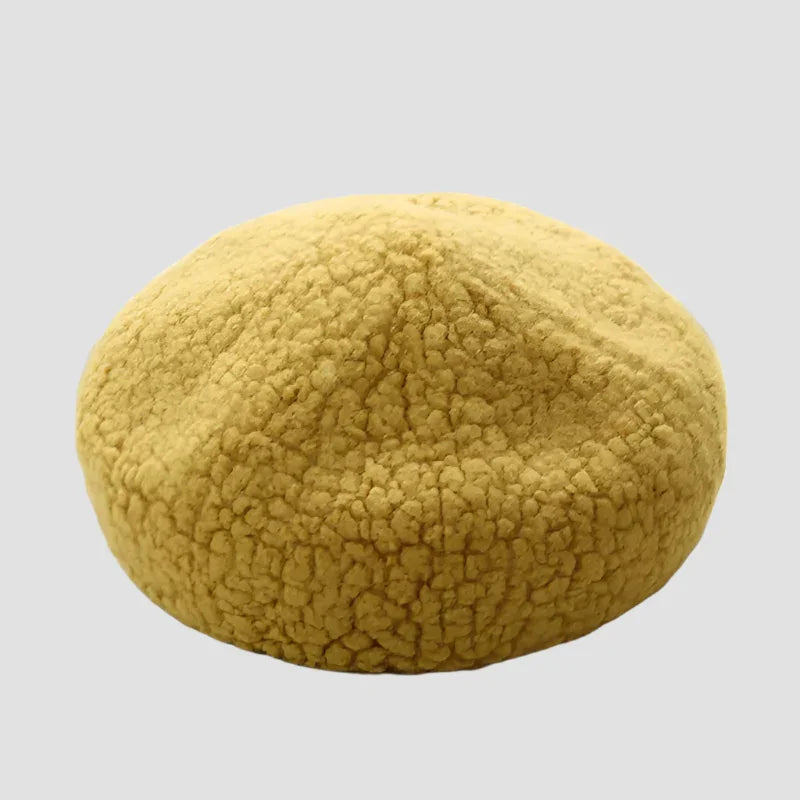 Textured, yellow beret.