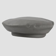 Gray faux leather beret.