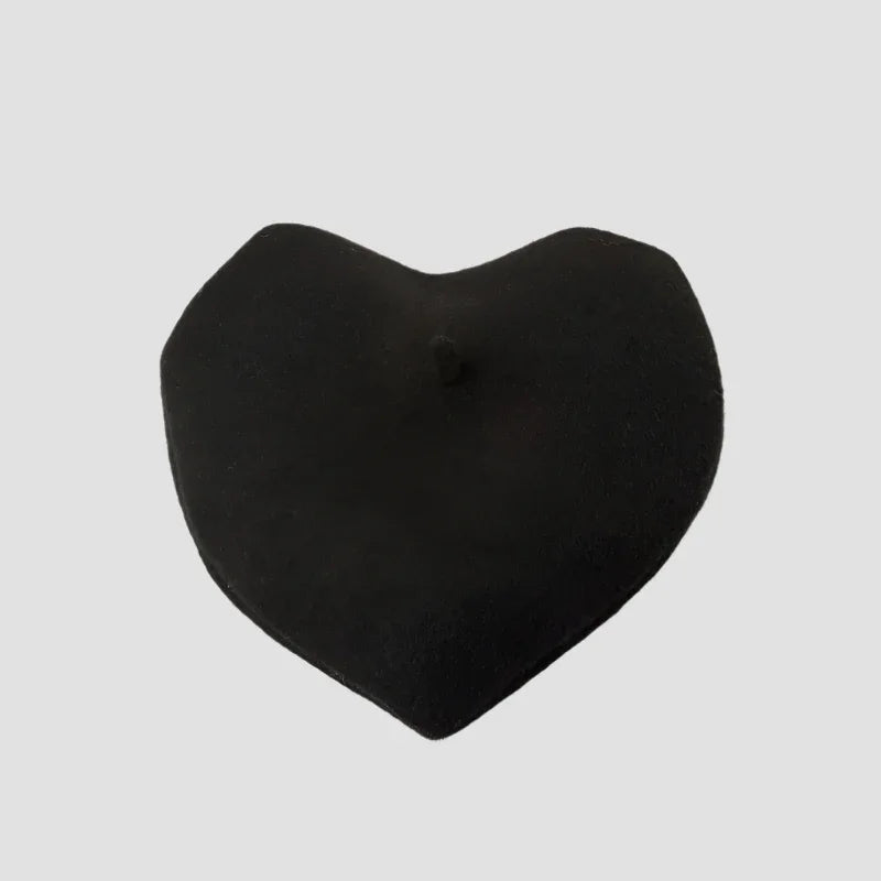 Black heart-shaped beret.