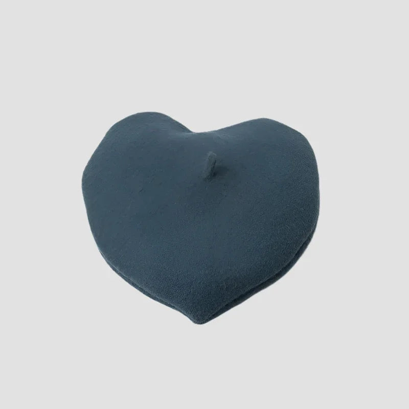 Blue heart-shaped beret.