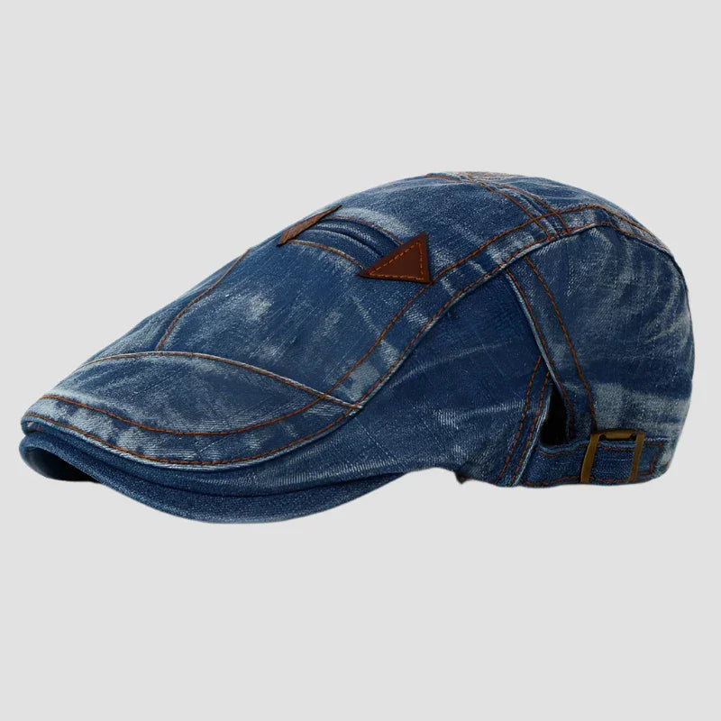 Denim flat cap.