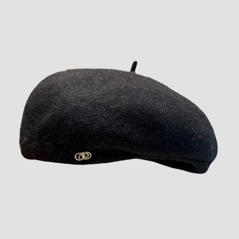 Black wool beret.