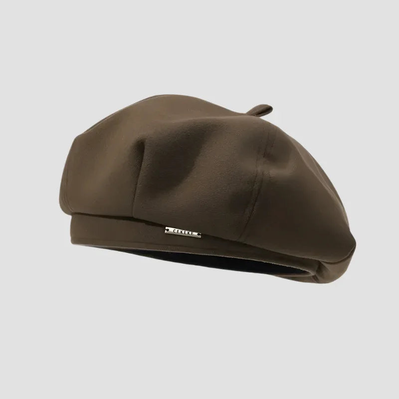 Olive-green beret.