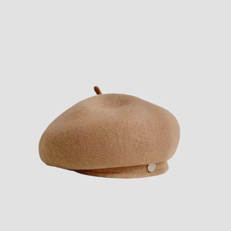 Tan wool beret.
