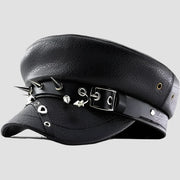 Black spiked punk hat.