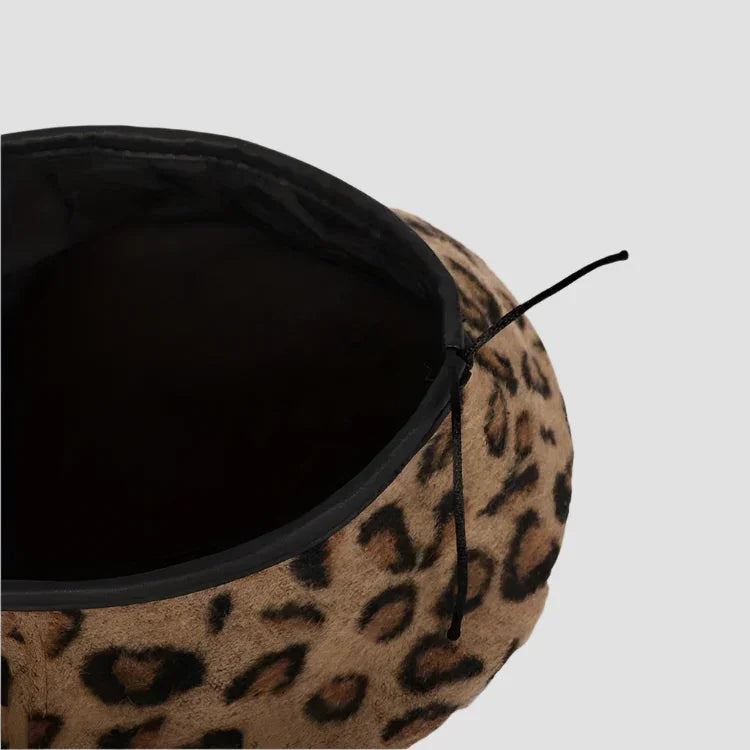 Leopard print beret.