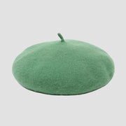 Green wool beret.