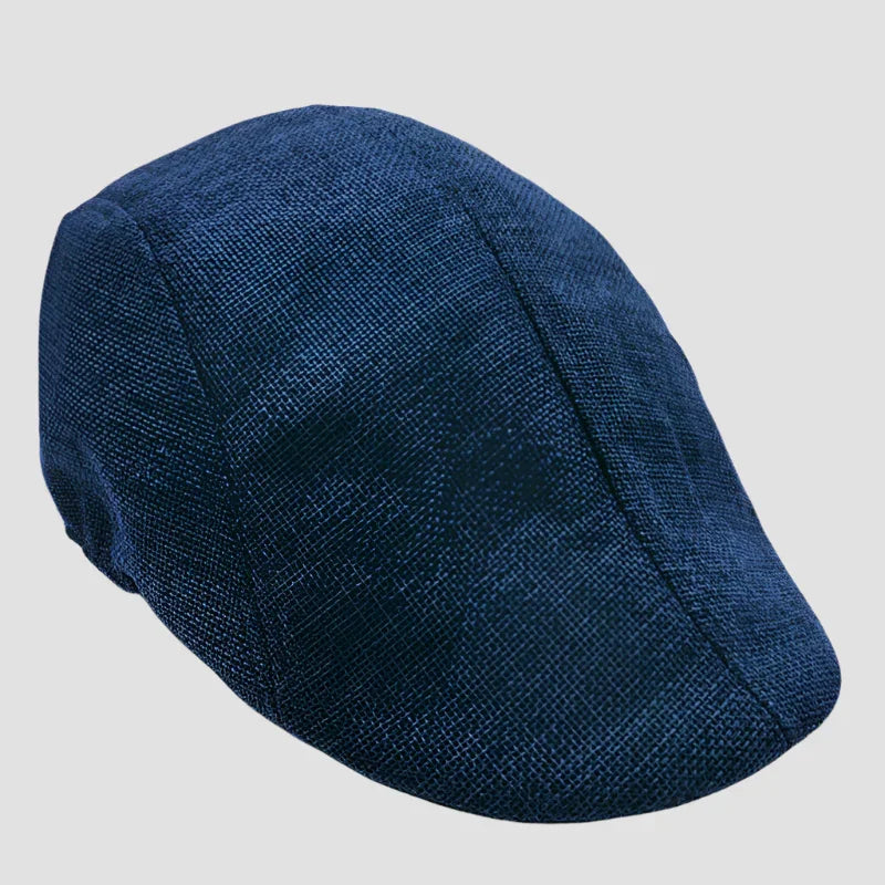 Blue textured flat cap.