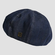 Denim newsboy cap.