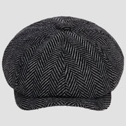 Herringbone newsboy cap.