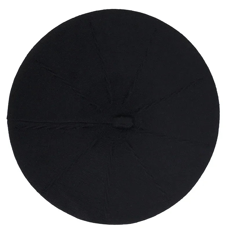 Black beret hat.