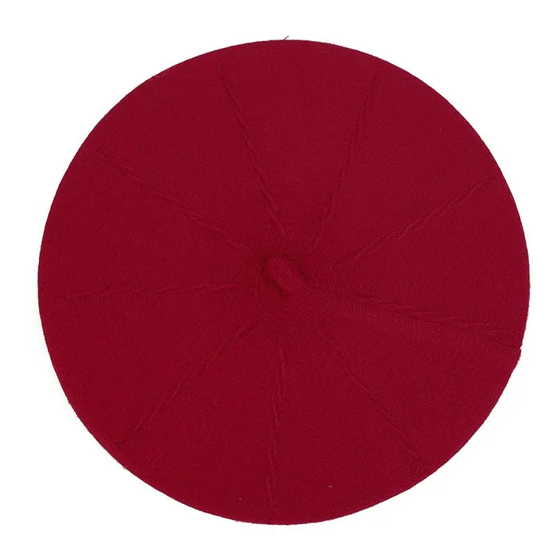 Red wool beret.