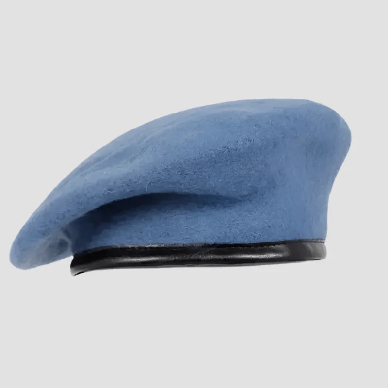 Light blue beret.