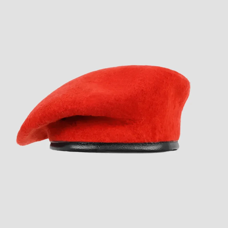 Red wool beret.