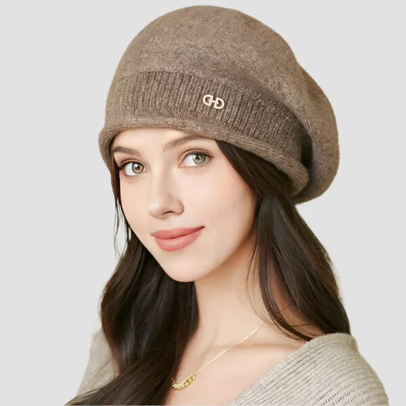 Brown wool beret.