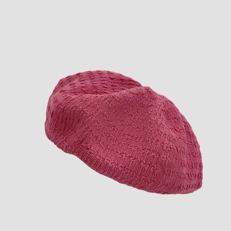 Textured pink beret.