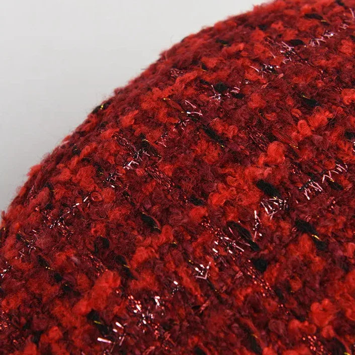 Red and black tweed fabric.