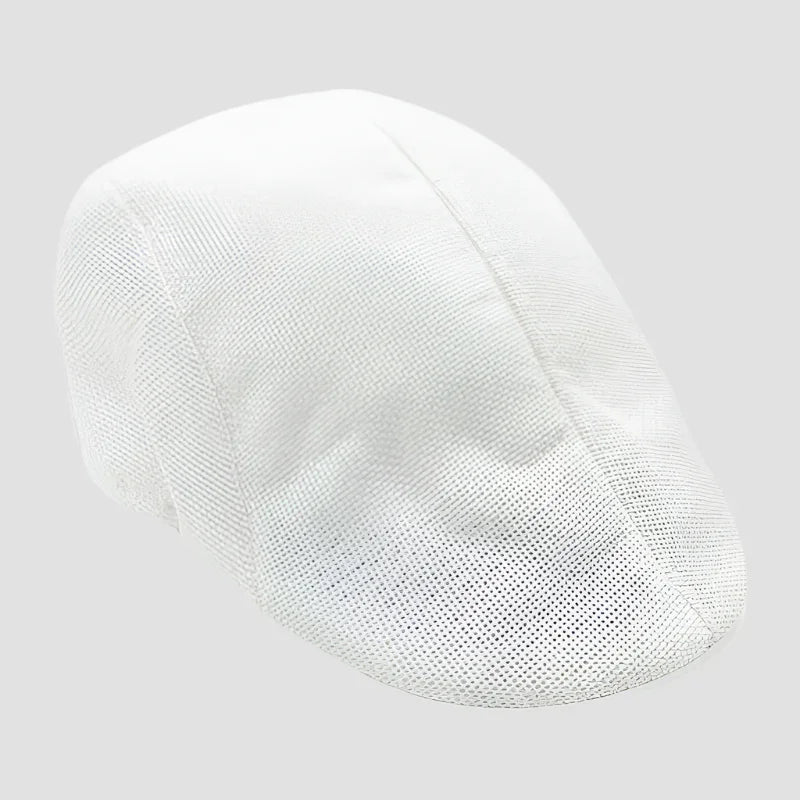 White mesh flat cap.