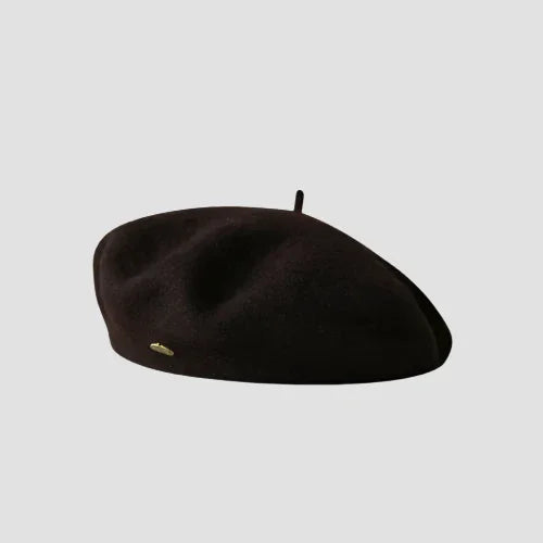 Dark brown wool beret.