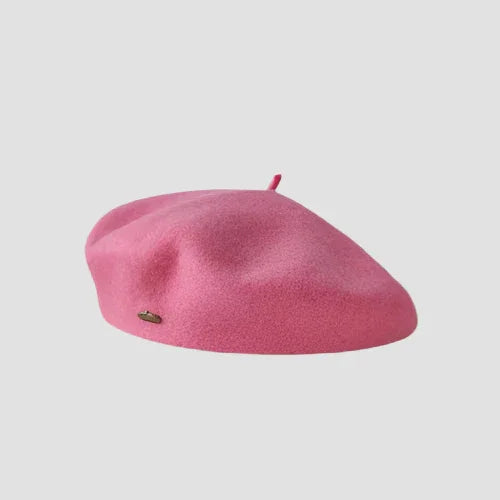 Pink wool beret.