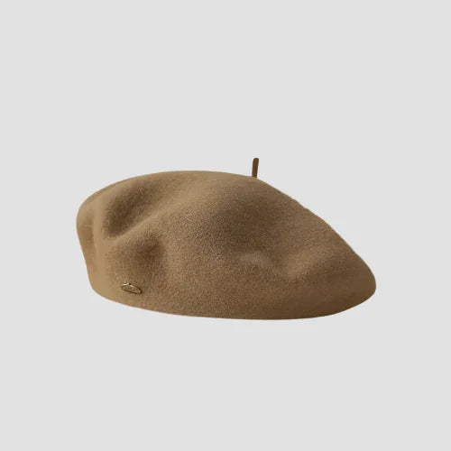 Tan wool beret.