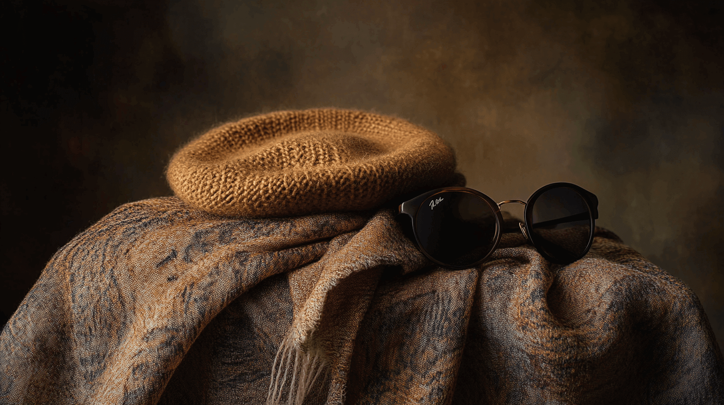 Elegant still-life of a classic wool beret on a minimalist backdrop, highlighting timeless style and cultural heritage.