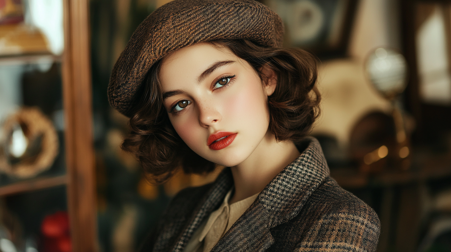 A high-quality wool beret beautifully displayed with elegant accessories and soft fabrics, showcasing French-inspired style and timeless sophistication.