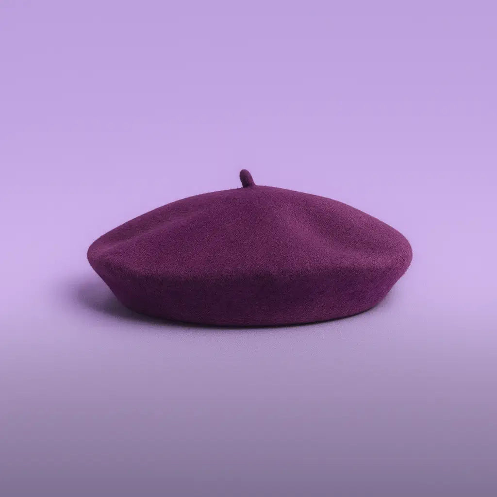 Classic wool purple beret for women and men – stylish French hat, soft felt design with modern fashion appeal