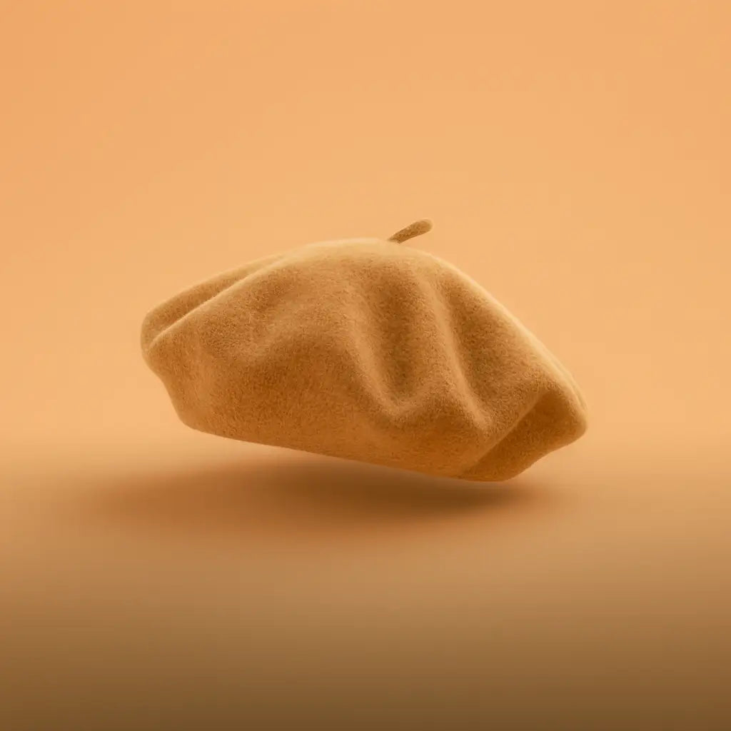 Brown beret on a solid brown background