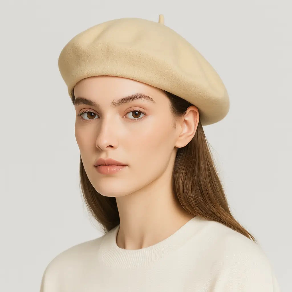 Beige Wool Beret