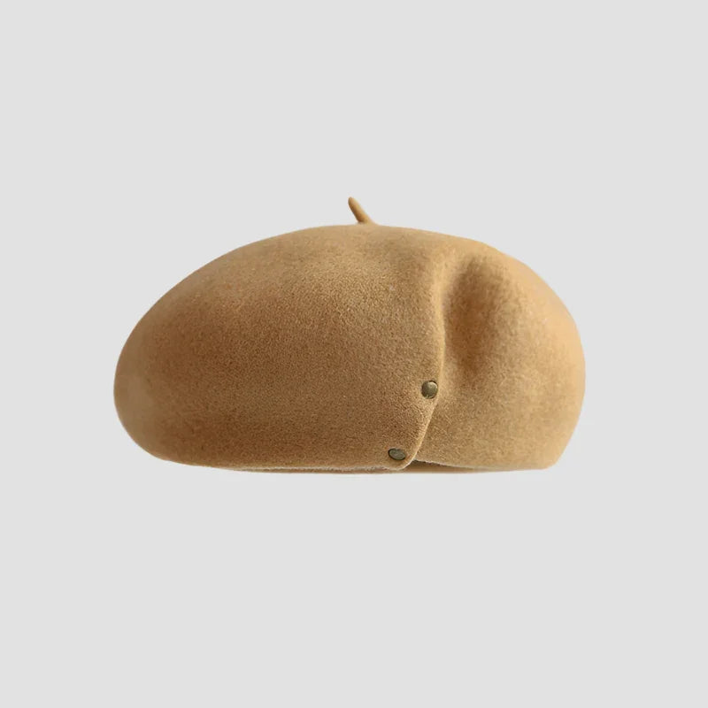 Tan wool beret.