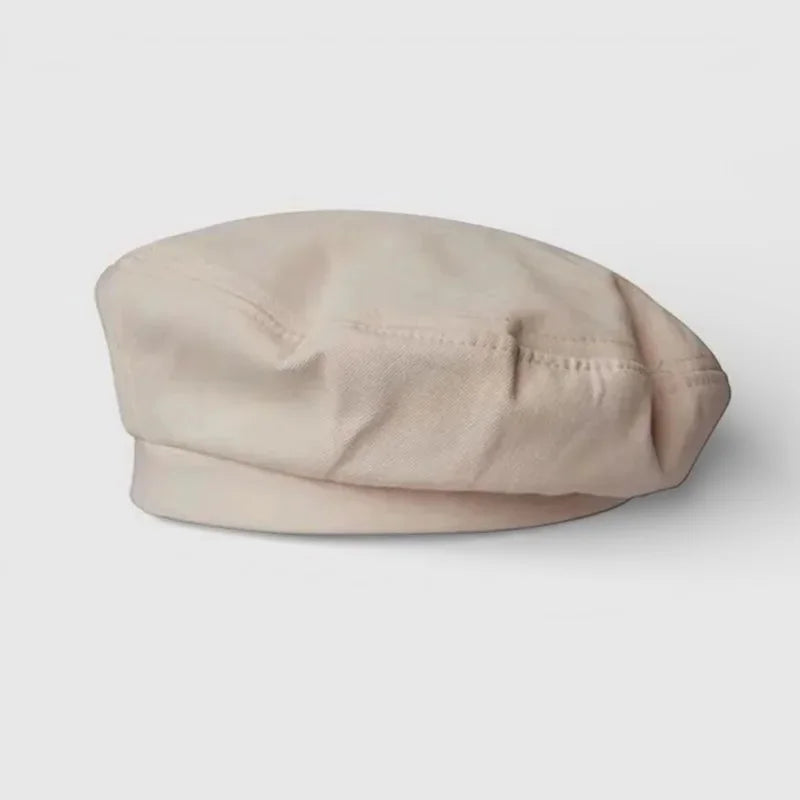 Authentic Basque Beret in beige fabric with soft wrinkled texture