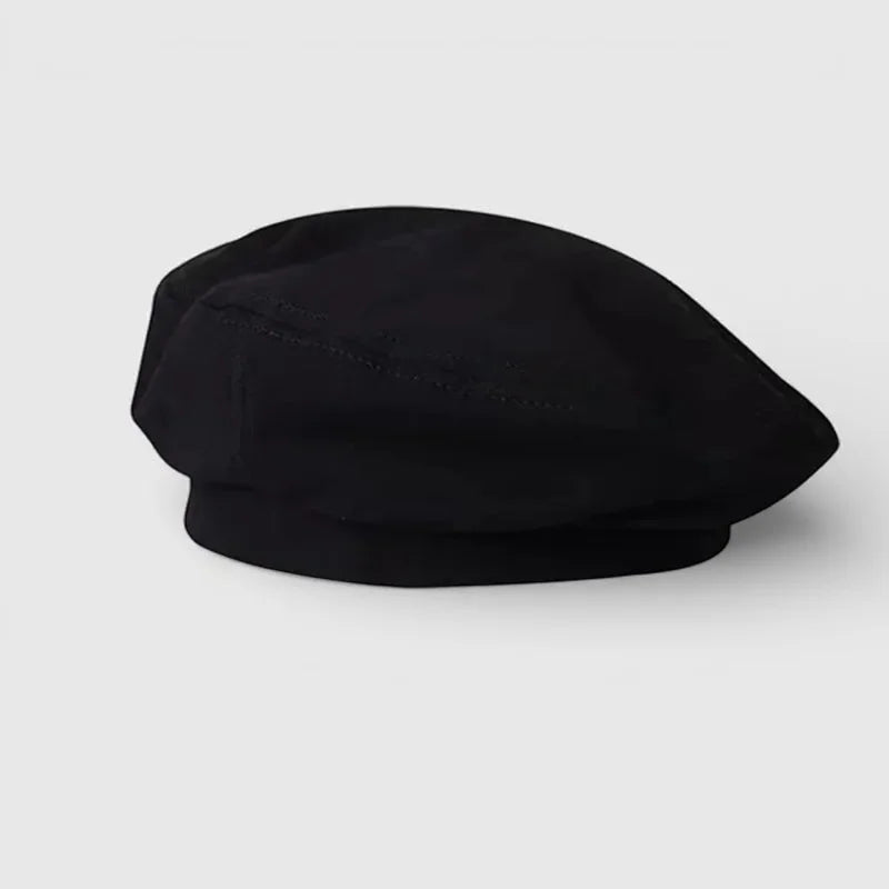 Authentic Basque Beret in black with soft textured fabric and rounded shape