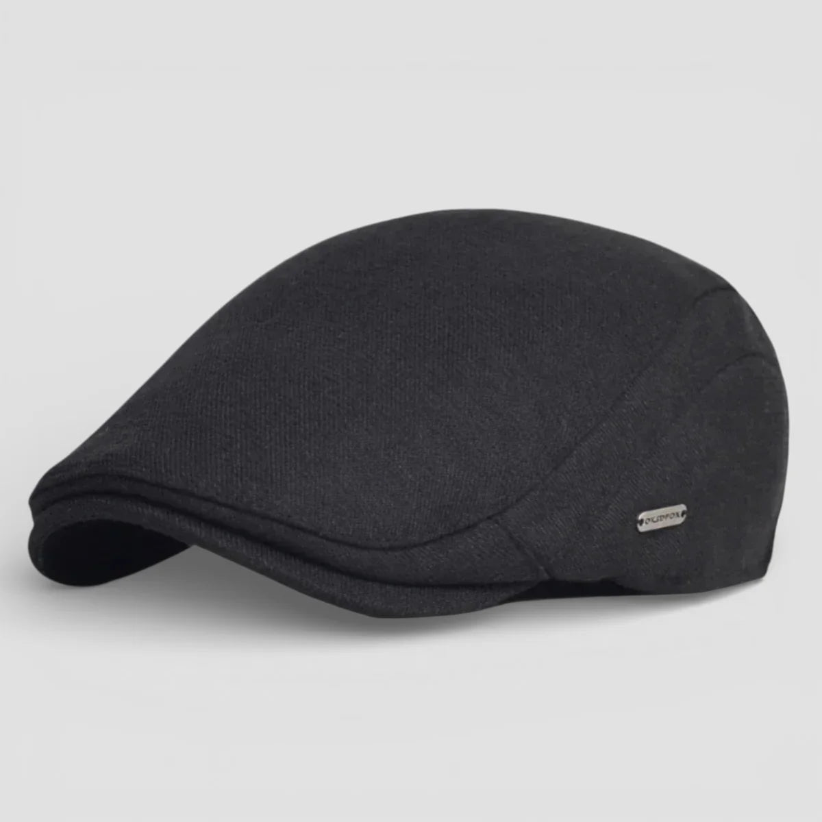 Black adjustable Beret Cap flat cap with textured fabric and stitching