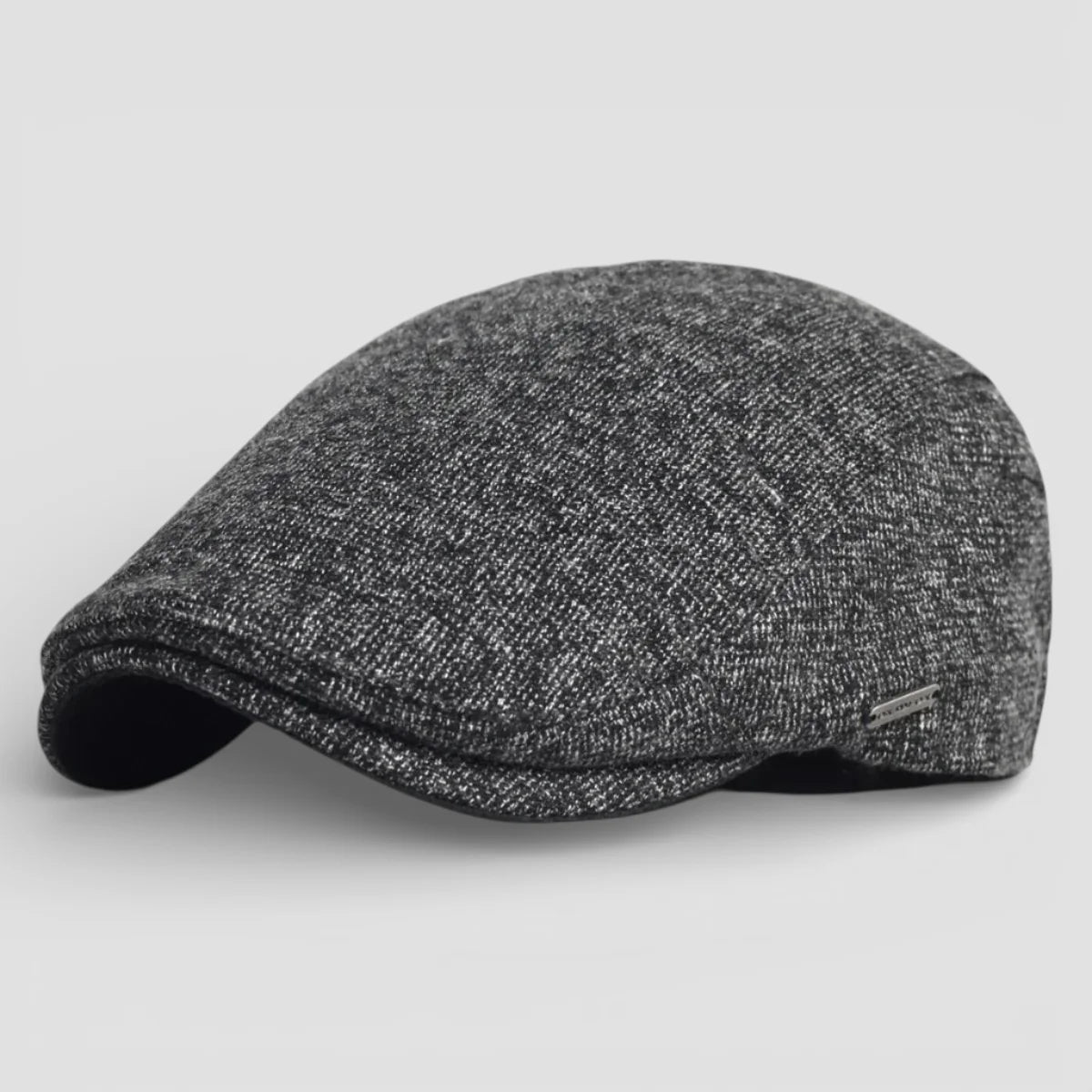Beret Cap Adjustable gray tweed flat cap with curved brim