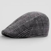 Classic gray black herringbone wool blend flat cap Beret Cap Pattern